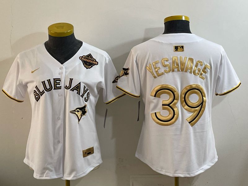 Women Toronto Blue Jays #39 Yesavage White Gold 5th Throwback 2026 Nike MLB Jersey style 01